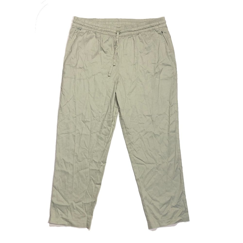 32 Degrees Cool Womens Size XL Sage Green Drawstring Stretch Linen Blend Pants